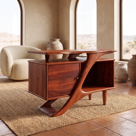 Ardellis Sculpted Solid Wood Record Player Stand Mahogany - Timberustic Record Player Stand With Storage