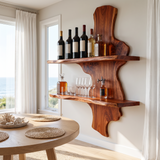 Ardemore Live Edge Solid Wood Floating Wine Shelf SPA245122 Mahogany - Timberustic Floating Wine Shelf