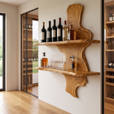 Ardemore Live Edge Solid Wood Floating Wine Shelf SPA245122 Teak - Timberustic Floating Wine Shelf
