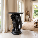 Arkenwald Handcrafted Elephant Pedestal Stand Black - Timberustic Pedestal Stand