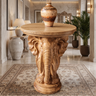 Arkenwald Handcrafted Elephant Pedestal Stand Natural Oak - Timberustic Pedestal Stand