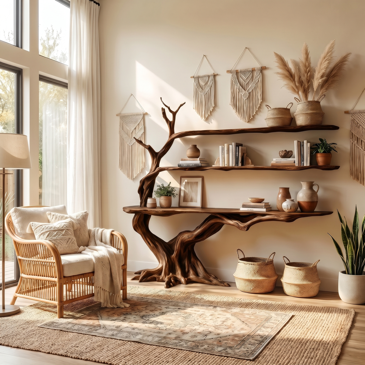 Arvella Sculpted Solid Wood Console Table with Shelves Dark Walnut - Timberustic Console Table with Shelves
