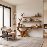 Arvella Sculpted Solid Wood Console Table with Shelves Teak - Timberustic Console Table with Shelves