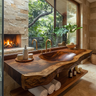 Arvessa Live Edge Solid Wood Floating Bathroom Vanity with Integrated Sink SPA256586 Brown - Timberustic Floating Bathroom Vanity with Integrated Sink