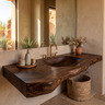 Arvessa Live Edge Solid Wood Floating Bathroom Vanity with Integrated Sink SPA256586 Dark Walnut - Timberustic Floating Bathroom Vanity with Integrated Sink