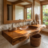Arvessa Live Edge Solid Wood Floating Bathroom Vanity with Integrated Sink SPA256586 Teak - Timberustic Floating Bathroom Vanity with Integrated Sink