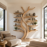 Ashenridge Handcrafted Solid Wood Tree Bookshelf Natural Oak - Timberustic Tree Bookshelf