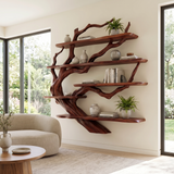 Ashgrove Handcrafted Solid Wood Floating Tree Bookshelf Mahogany - Timberustic Floating Tree Bookshelf