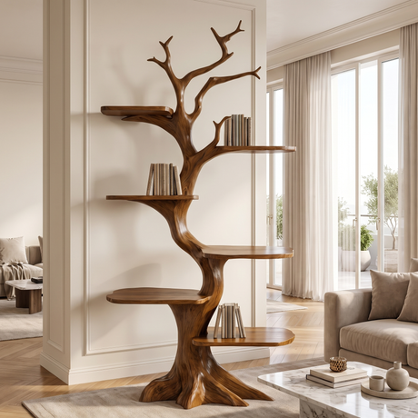 Ashgrove Handcrafted Solid Wood Tree Bookshelf Brown - Timberustic Tree Bookshelf