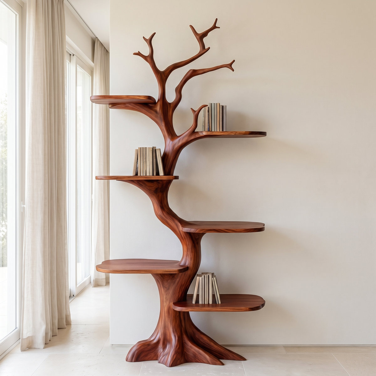 Ashgrove Handcrafted Solid Wood Tree Bookshelf Mahogany - Timberustic Tree Bookshelf