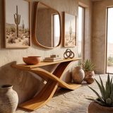 Auralith Sculpted Solid Wood Console Table Teak - Timberustic Console Table