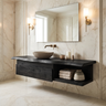Aurelion Live Edge Solid Wood Floating Bathroom Vanity with Drawers SPA943999 Black - Timberustic Floating Bathroom Vanity With Drawers