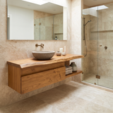 Aurelion Live Edge Solid Wood Floating Bathroom Vanity with Drawers SPA943999 Teak - Timberustic Floating Bathroom Vanity With Drawers