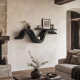 Aurelion Sculpted Solid Wood Floating Shelf SPA503694 — Black