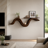 Aurelion Sculpted Solid Wood Floating Shelf SPA503694 — Dark Walnut