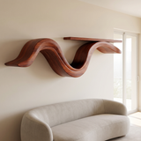 Aurelion Sculpted Solid Wood Floating Shelf SPA503694 — Mahogany