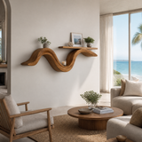Aurelion Sculpted Solid Wood Floating Shelf SPA503694 — Teak