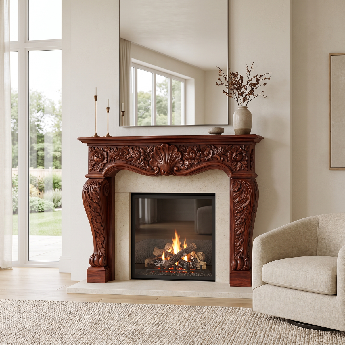 Aurelisse Handcrafted Solid Wood Fireplace Mantel Surround Mahogany - Timberustic Fireplace Mantel Surround