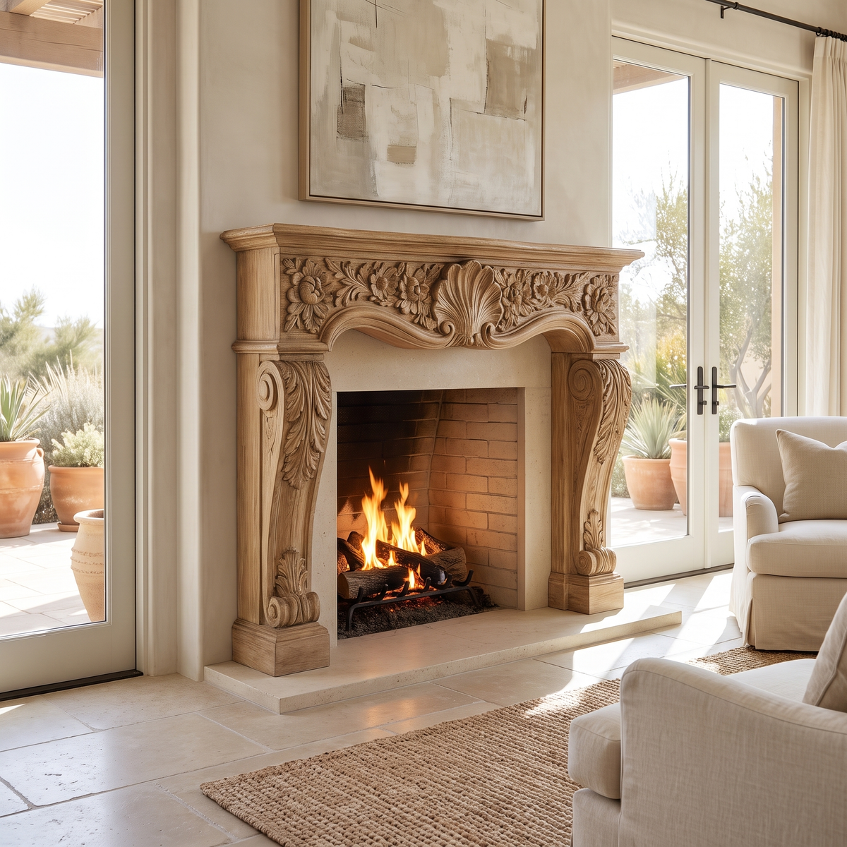 Aurelisse Handcrafted Solid Wood Fireplace Mantel Surround Natural Oak - Timberustic Fireplace Mantel Surround