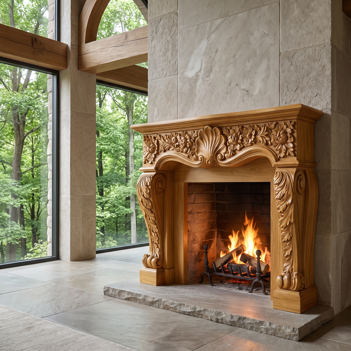 Aurelisse Handcrafted Solid Wood Fireplace Mantel Surround Teak - Timberustic Fireplace Mantel Surround