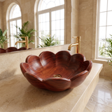Aurelith Handcrafted Solid Wood Flower Vessel Sink Mahogany - Timberustic Vessel Sinks