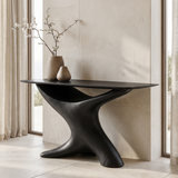 Aurelith Sculpted Solid Wood Console Table Black - Timberustic Console Table