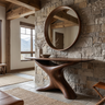 Aurelith Sculpted Solid Wood Console Table Dark Walnut - Timberustic Console Table