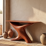 Aurelith Sculpted Solid Wood Console Table Mahogany - Timberustic Console Table