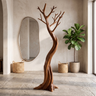 Aurelith Sculpted Solid Wood Tree Coat Rack Brown - Timberustic Tree Coat Rack