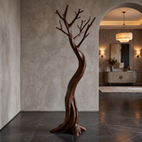 Aurelith Sculpted Solid Wood Tree Coat Rack Dark Walnut - Timberustic Tree Coat Rack
