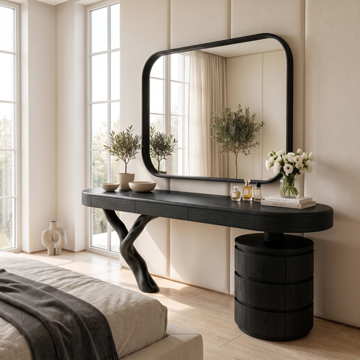 Aurellen Solid Wood Cosmetic Table Black - Timberustic Cosmetic Table
