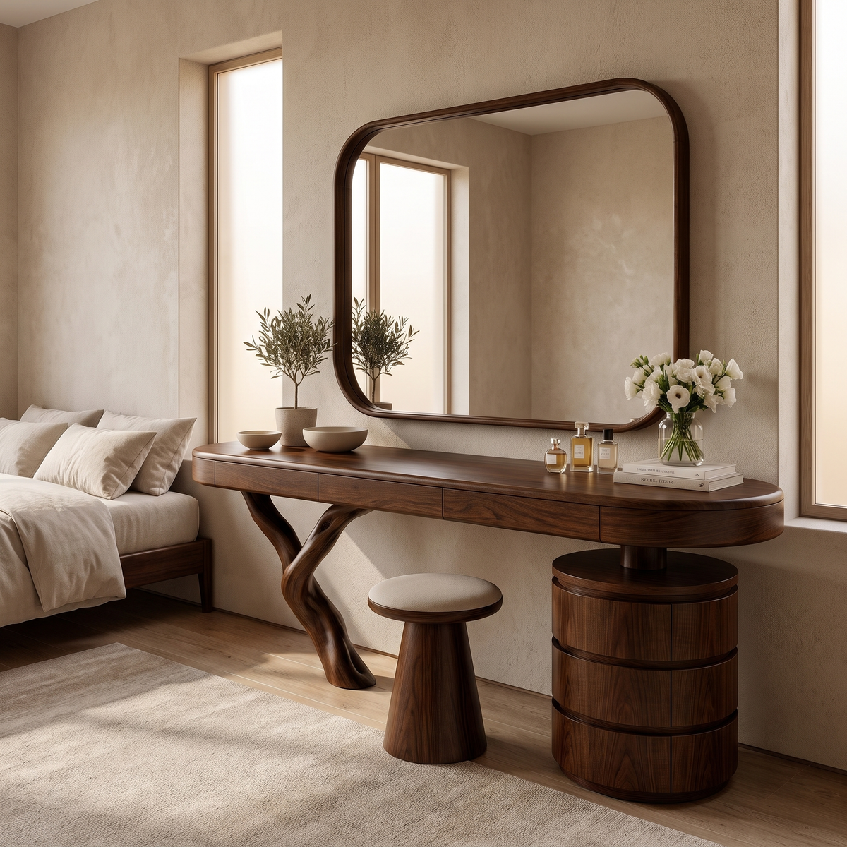 Aurellen Solid Wood Cosmetic Table Dark Walnut - Timberustic Cosmetic Table