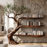 Aurelwood Handcrafted Solid Wood Tree Bookshelf Dark Walnut - Timberustic Tree Bookshelf