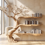 Aurelwood Handcrafted Solid Wood Tree Bookshelf Natural Oak - Timberustic Tree Bookshelf