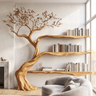 Aurelwood Handcrafted Solid Wood Tree Bookshelf Teak - Timberustic Tree Bookshelf