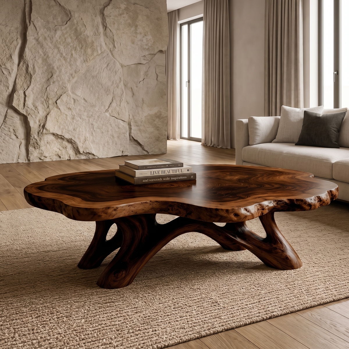 Aurevane Handcrafted Solid Wood Coffee Table Dark Walnut - Timberustic Coffee Table