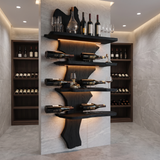 Aurevik Live Edge Solid Wood Floating Wine Shelf SPA290525 Black - Timberustic Floating Wine Shelf