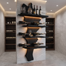Aurevik Live Edge Solid Wood Floating Wine Shelf SPA290525 Black - Timberustic Floating Wine Shelf