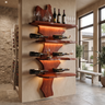 Aurevik Live Edge Solid Wood Floating Wine Shelf SPA290525 Mahogany - Timberustic Floating Wine Shelf