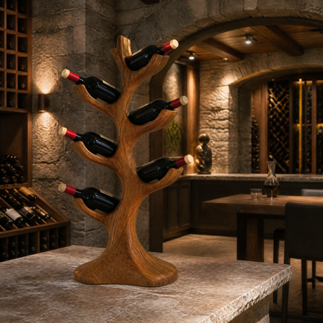 Aurevyn Sculpted Solid Wood Wine Rack Brown - Timberustic Wine Rack