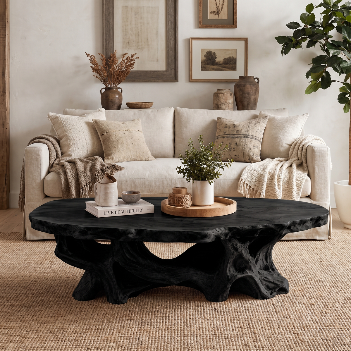 Averelle Handcrafted Solid Wood Coffee Table Black - Timberustic Coffee Table