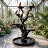 Aviaris Handcrafted Solid Wood Tree Branch Parrot Stand Black - Timberustic Tree Branch Parrot Stand