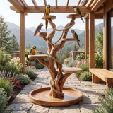 Aviaris Handcrafted Solid Wood Tree Branch Parrot Stand Natural Oak - Timberustic Tree Branch Parrot Stand