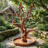 Aviaris Handcrafted Solid Wood Tree Branch Parrot Stand Teak - Timberustic Tree Branch Parrot Stand