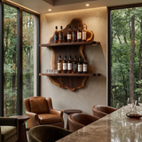 Bramblecrest Live Edge Handcrafted Floating Wine Shelf SPA240318 Dark Walnut - Timberustic Floating Wine Shelf