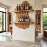 Bramblecrest Live Edge Handcrafted Floating Wine Shelf SPA240318 Natural Oak - Timberustic Floating Wine Shelf