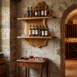 Bramblecrest Live Edge Handcrafted Floating Wine Shelf SPA240318 Teak - Timberustic Floating Wine Shelf