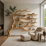 Branchmere Handcrafted Solid Wood Tree Bookshelf Natural Oak - Timberustic Tree Bookshelf