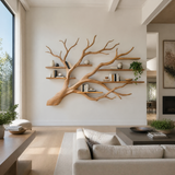 Branthaven Handcrafted Solid Wood Floating Tree Bookshelf Natural Oak - Timberustic Floating Tree Bookshelf