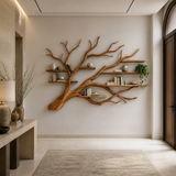 Branthaven Handcrafted Solid Wood Floating Tree Bookshelf Teak - Timberustic Floating Tree Bookshelf